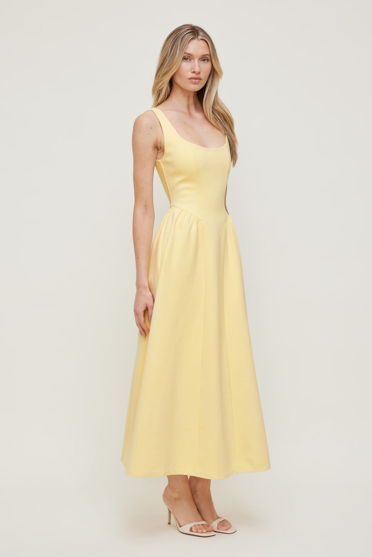 Irina Ponte Midi Dress Yellow - Dynamite