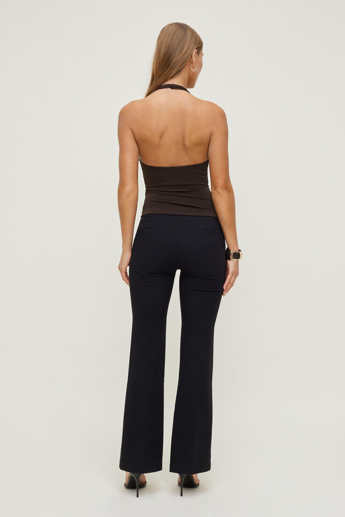 Front Drape Halter Top Brown - Dynamite
