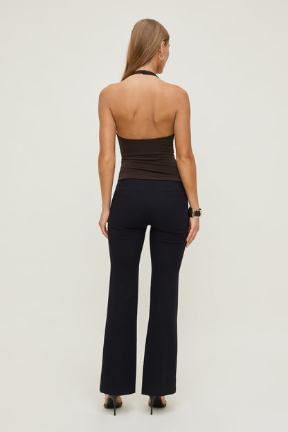 Front Drape Halter Top Brown - Dynamite