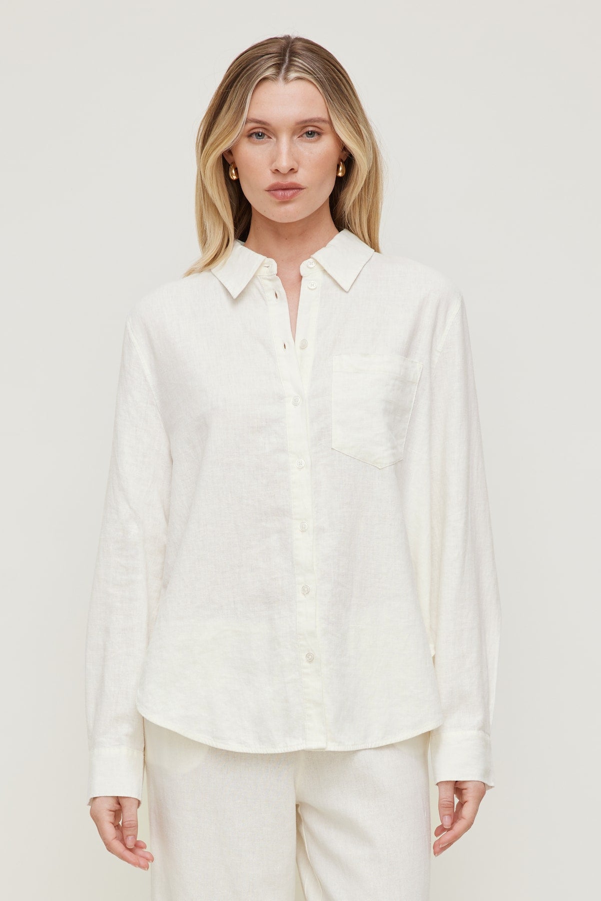Oversized Linen Shirt White - Dynamite