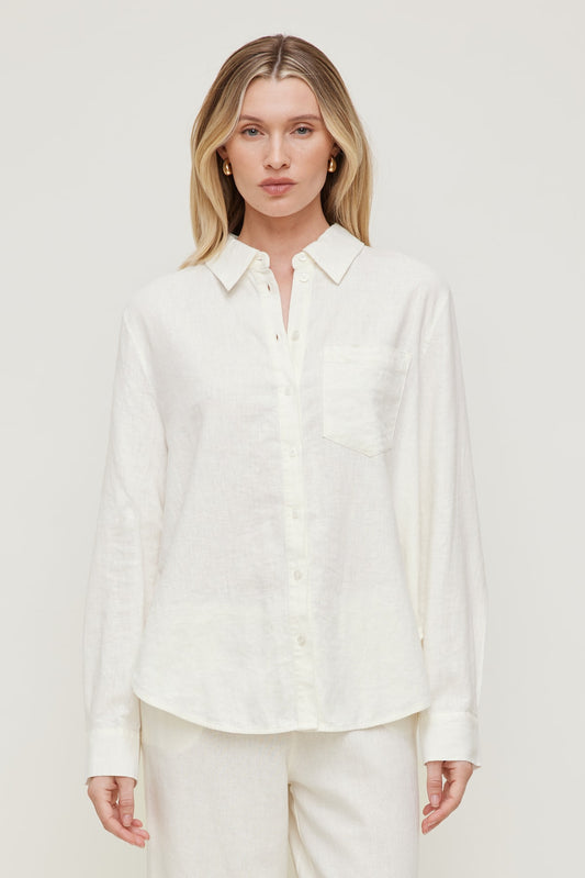 Oversized Linen Shirt White - Dynamite