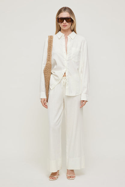 Oversized Linen Shirt White - Dynamite