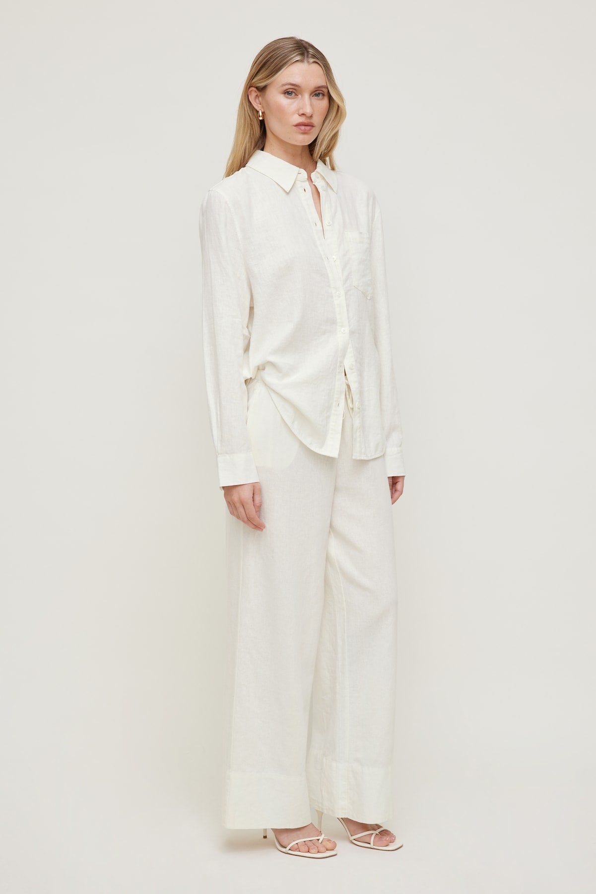 Oversized Linen Shirt White - Dynamite