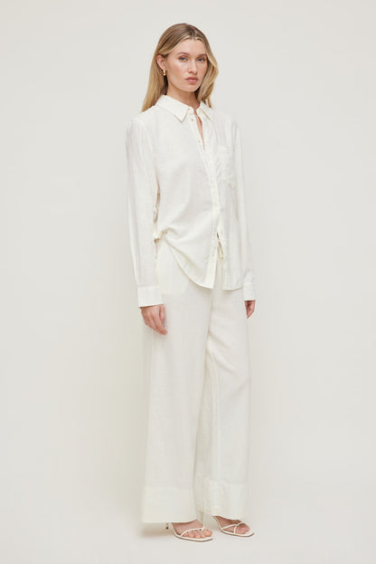 Oversized Linen Shirt White - Dynamite