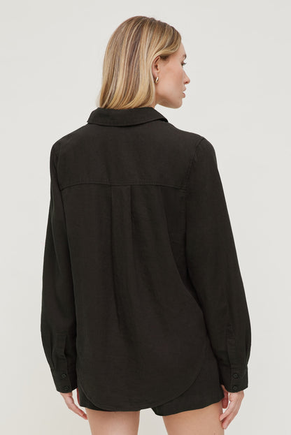 Oversized Linen Shirt Brown - Dynamite