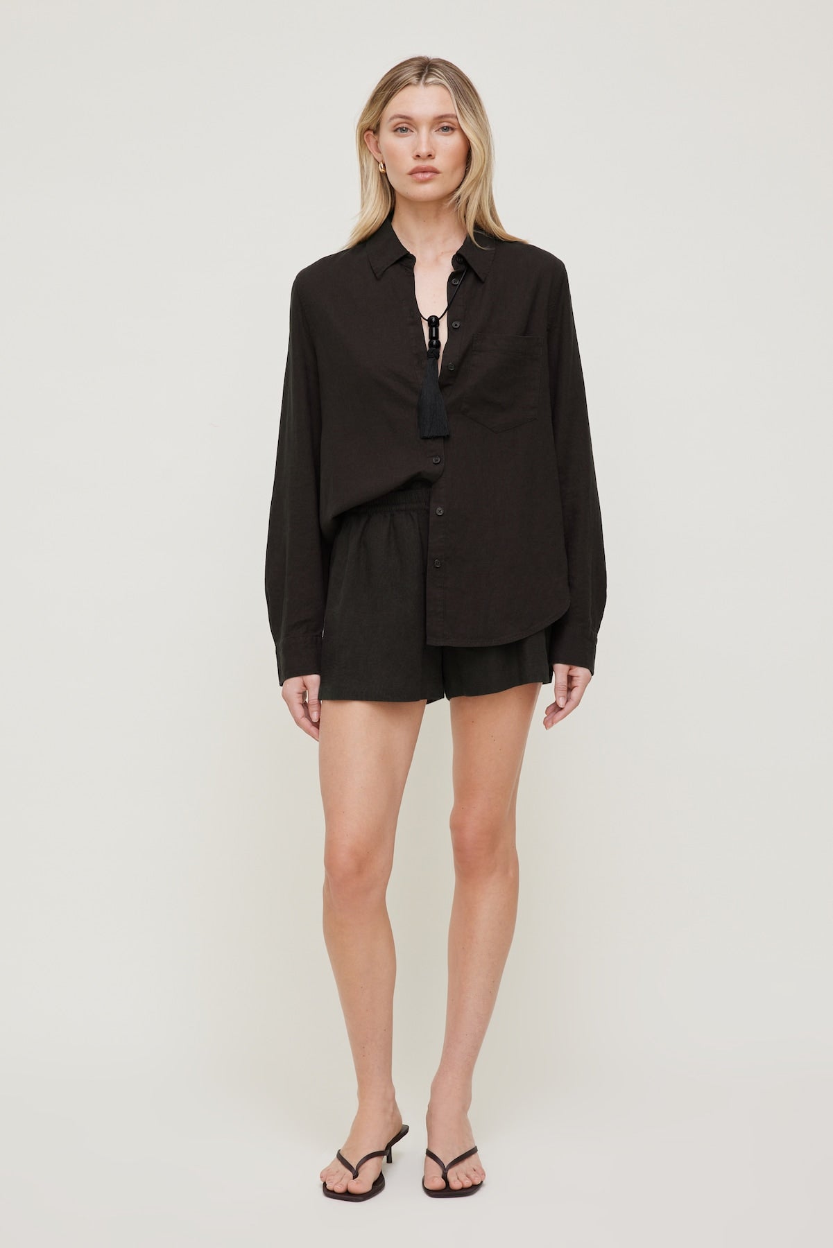 Oversized Linen Shirt Brown - Dynamite