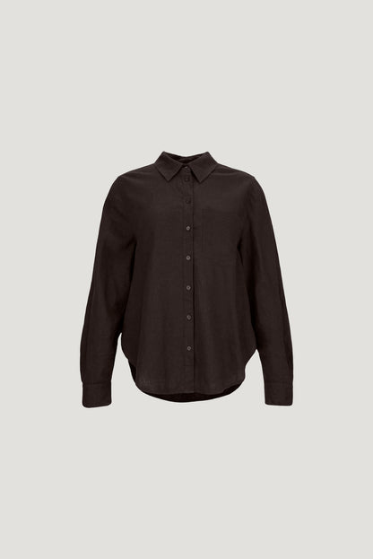 Oversized Linen Shirt Brown - Dynamite