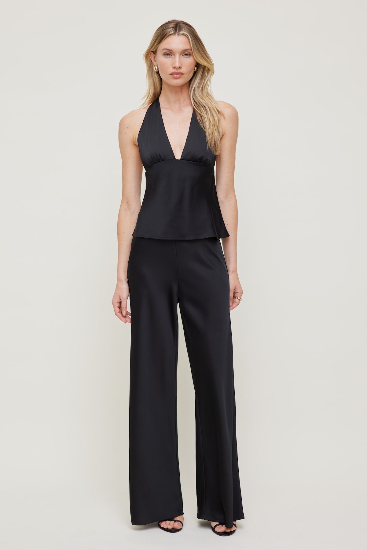Vea Satin Halter Top Black - Dynamite