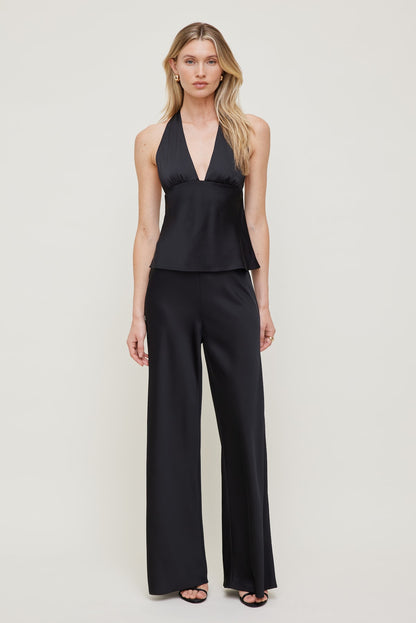 Vea Satin Halter Top Black - Dynamite
