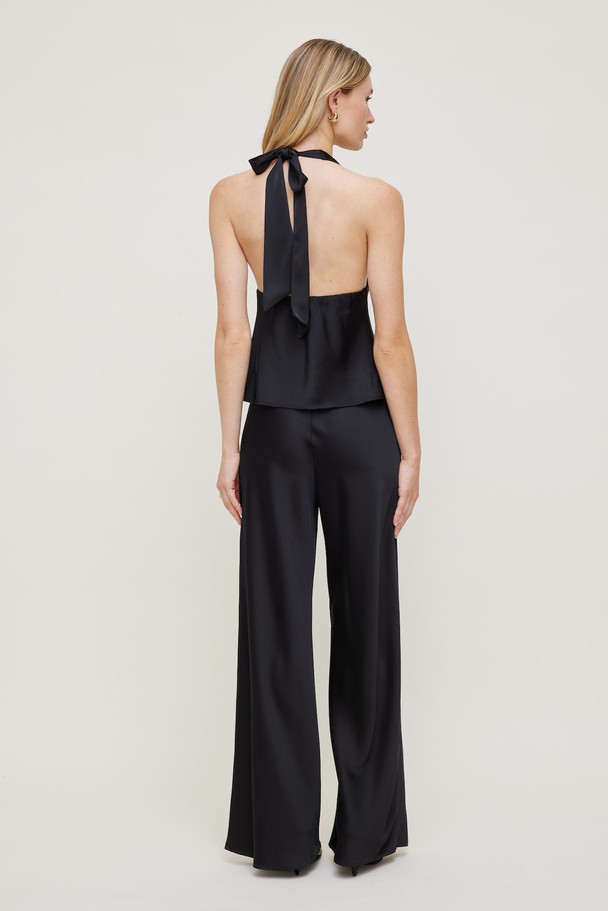 Vea Satin Halter Top Black - Dynamite