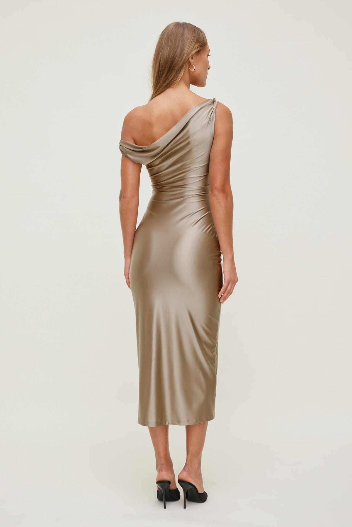 Jayde Stretch Satin Maxi Dress Beige - Dynamite