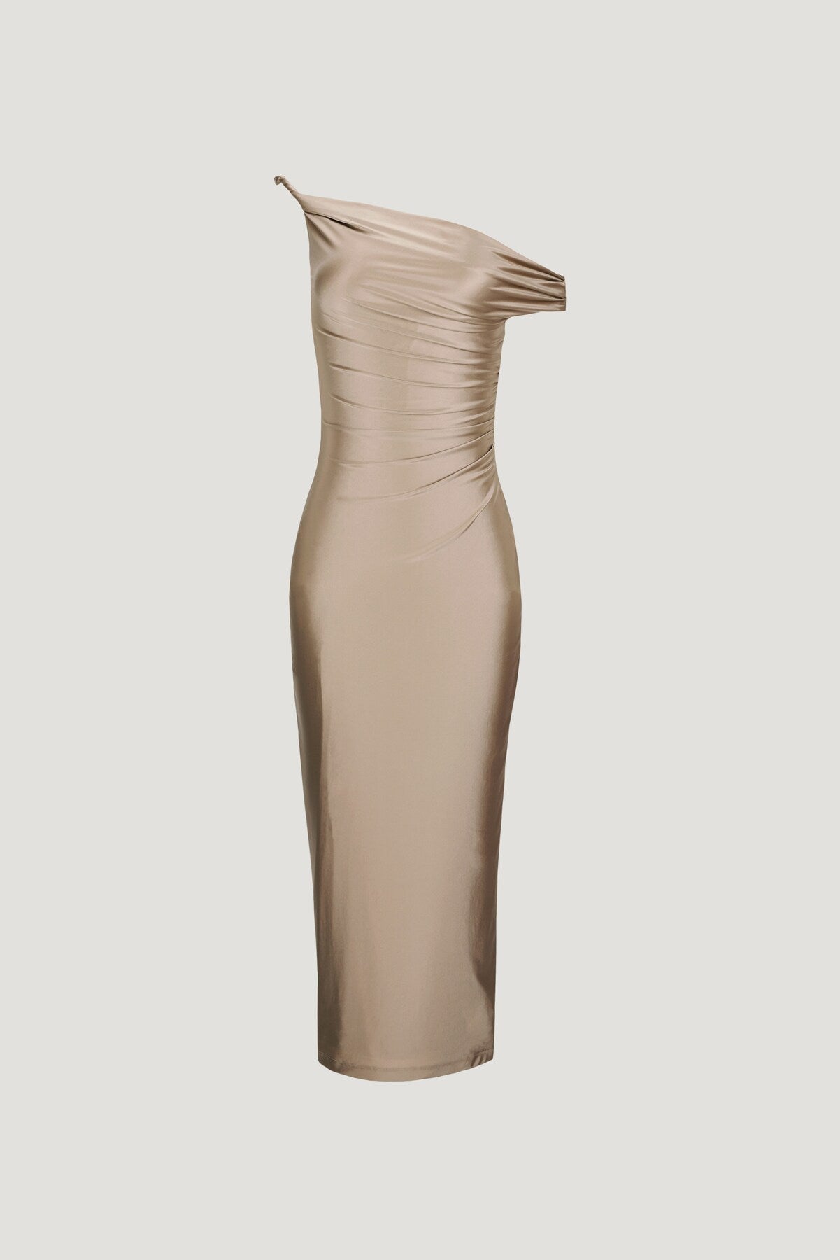 Jayde Stretch Satin Maxi Dress Beige - Dynamite