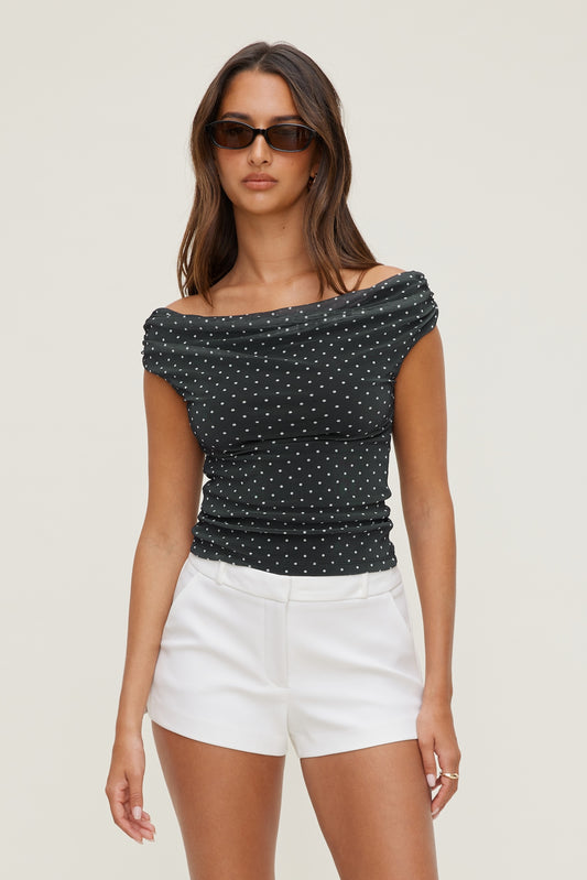Off Shoulder Mesh Top BLACK - Dynamite