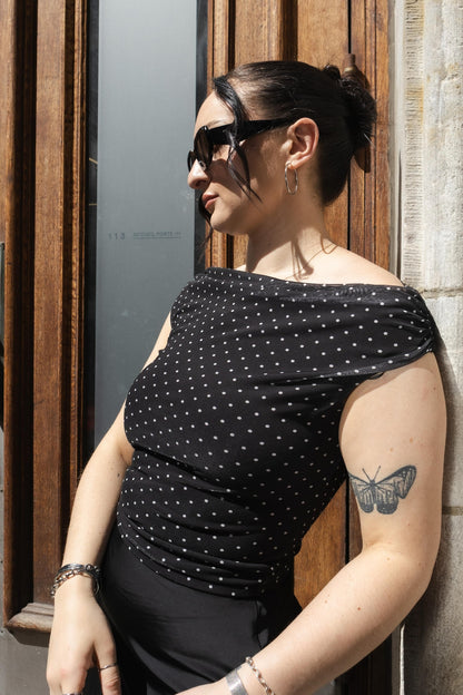 Off Shoulder Mesh Top BLACK - Dynamite
