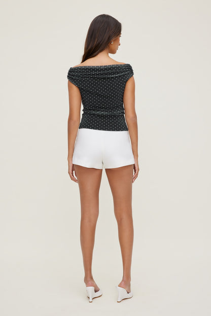 Off Shoulder Mesh Top BLACK - Dynamite
