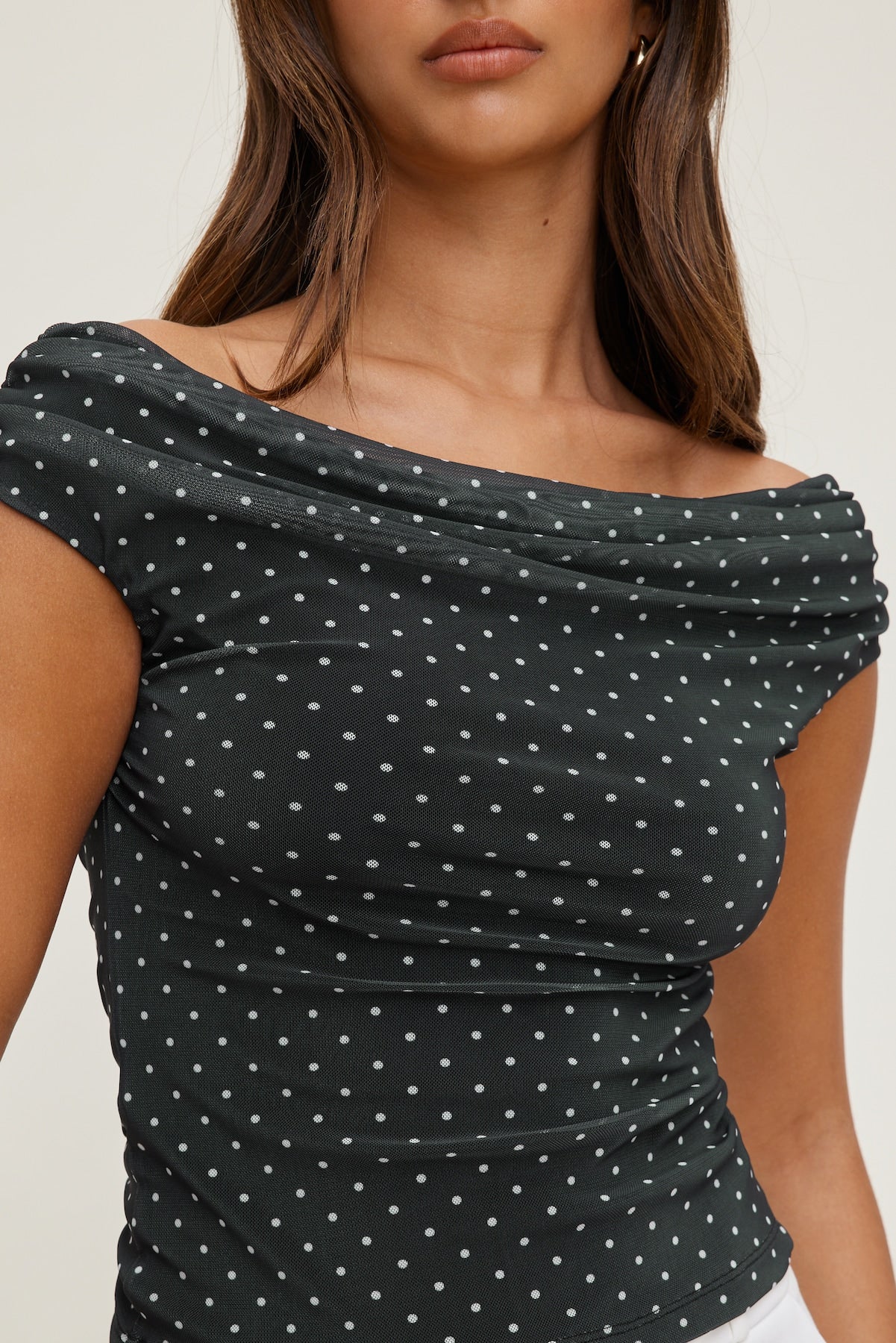 Off Shoulder Mesh Top BLACK - Dynamite