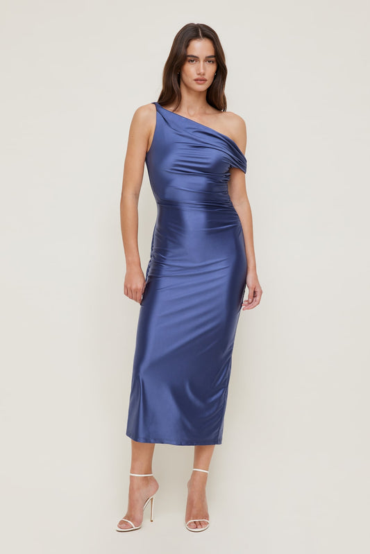 Jayde Stretch Satin Maxi Dress Blue - Dynamite