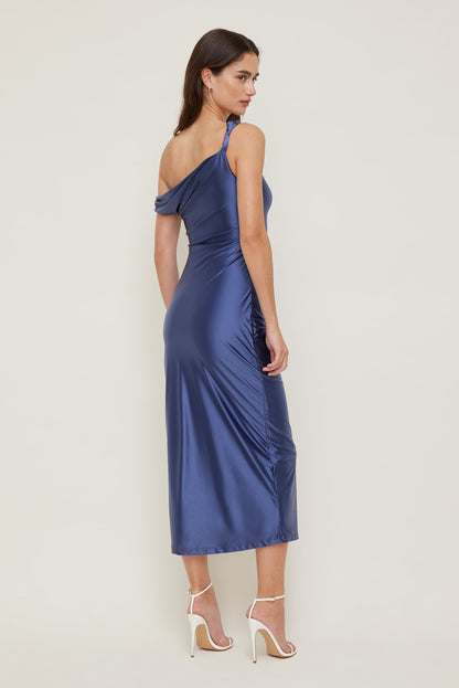 Jayde Stretch Satin Maxi Dress Blue - Dynamite