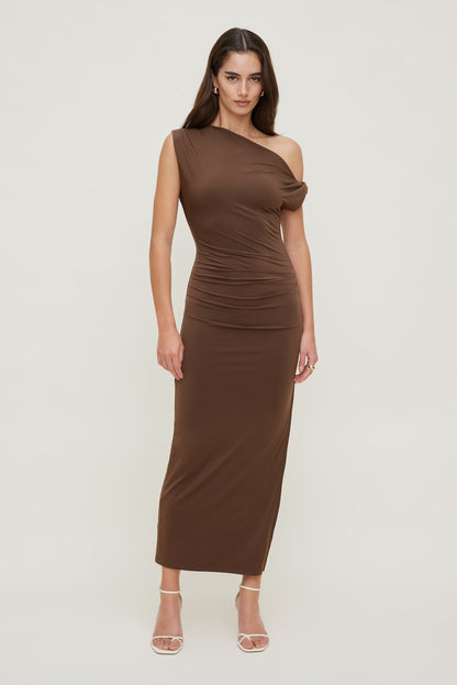 Zoe Sculpt Maxi Dress Brown - Dynamite