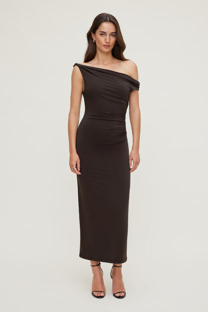 Jayde Sculpt Maxi Dress Brown - Dynamite