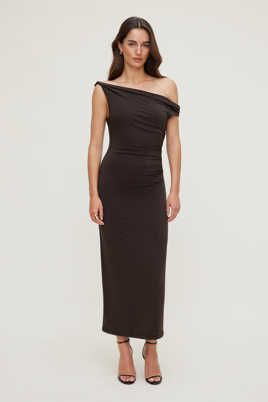 Jayde Sculpt Maxi Dress Brown - Dynamite