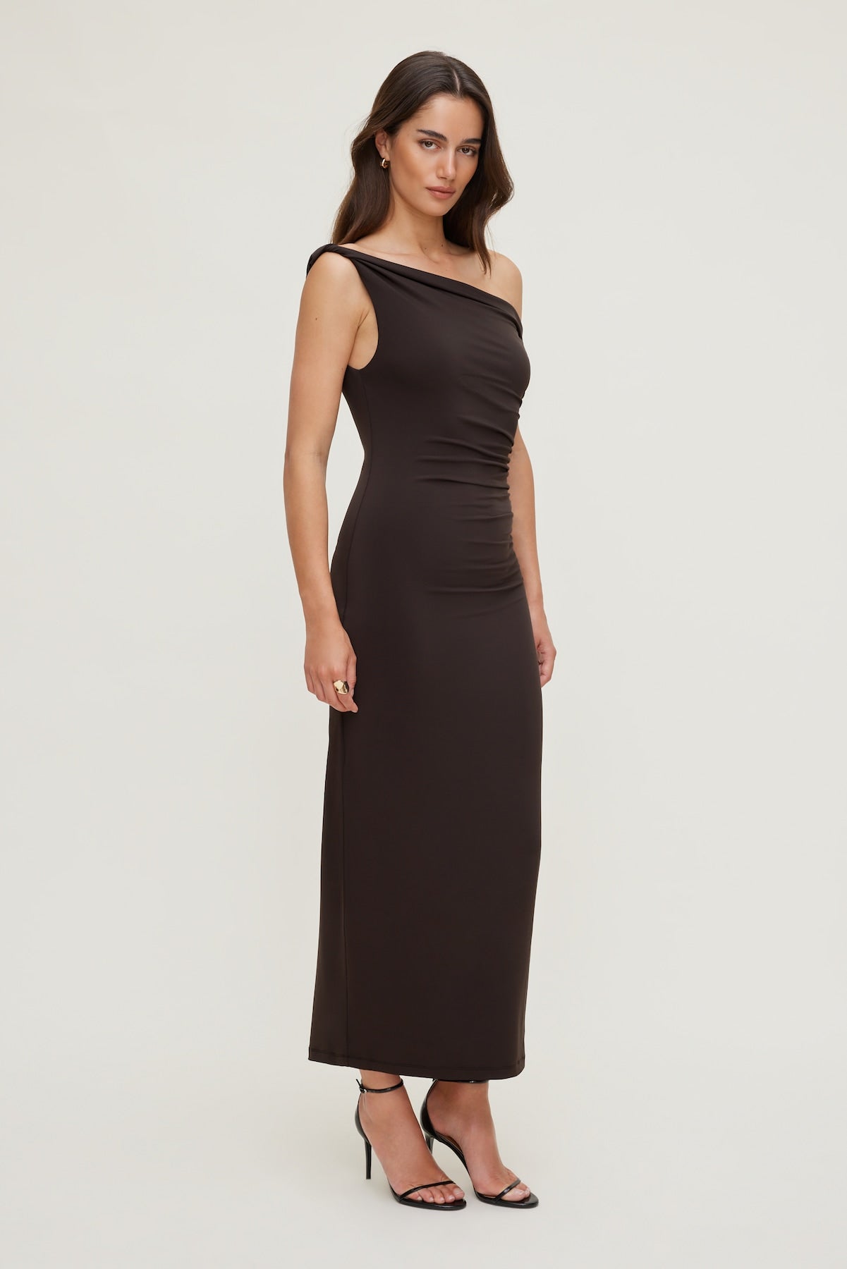 Jayde Sculpt Maxi Dress Brown - Dynamite