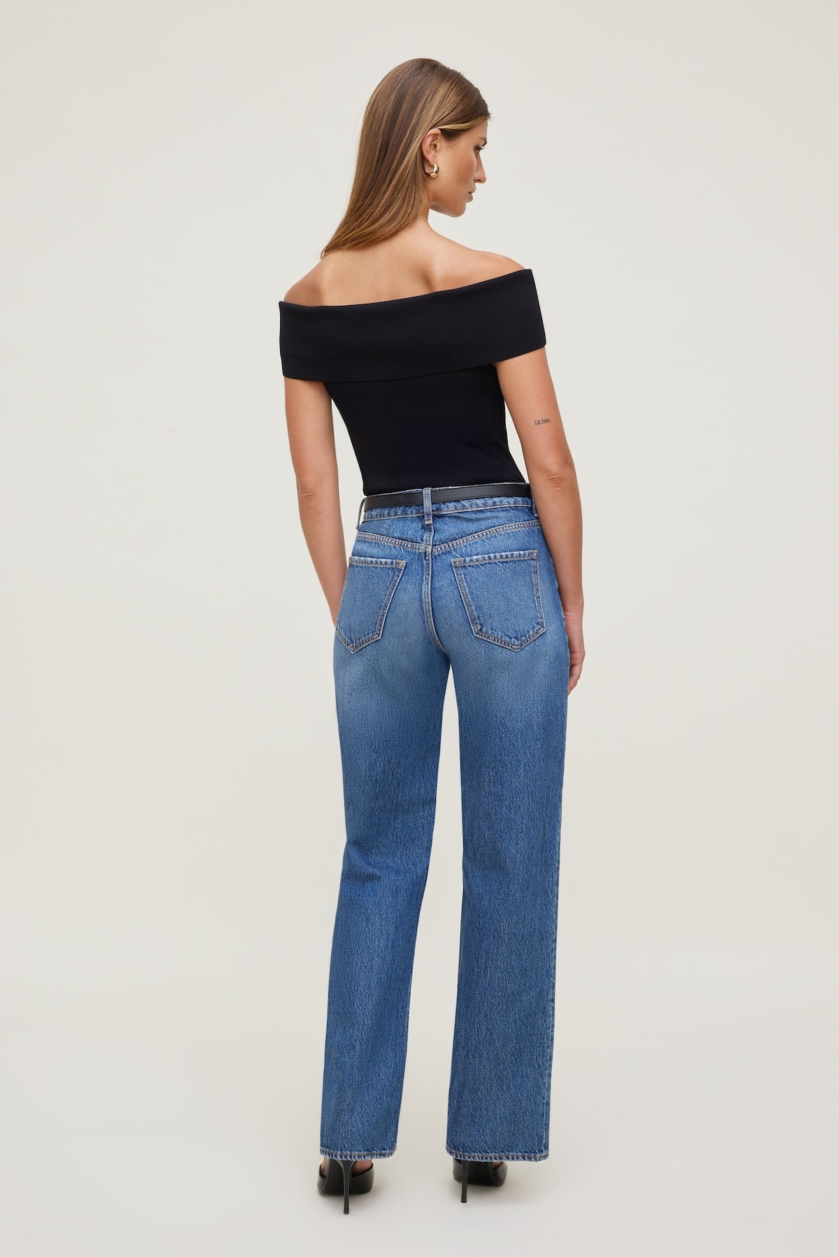 Rib Knit Off Shoulder Sweater Black - Dynamite