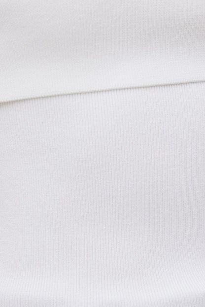 Rib Knit Off Shoulder Sweater White - Dynamite