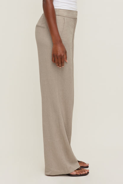 Yasmin Linen Straight Leg Pants Beige - Dynamite