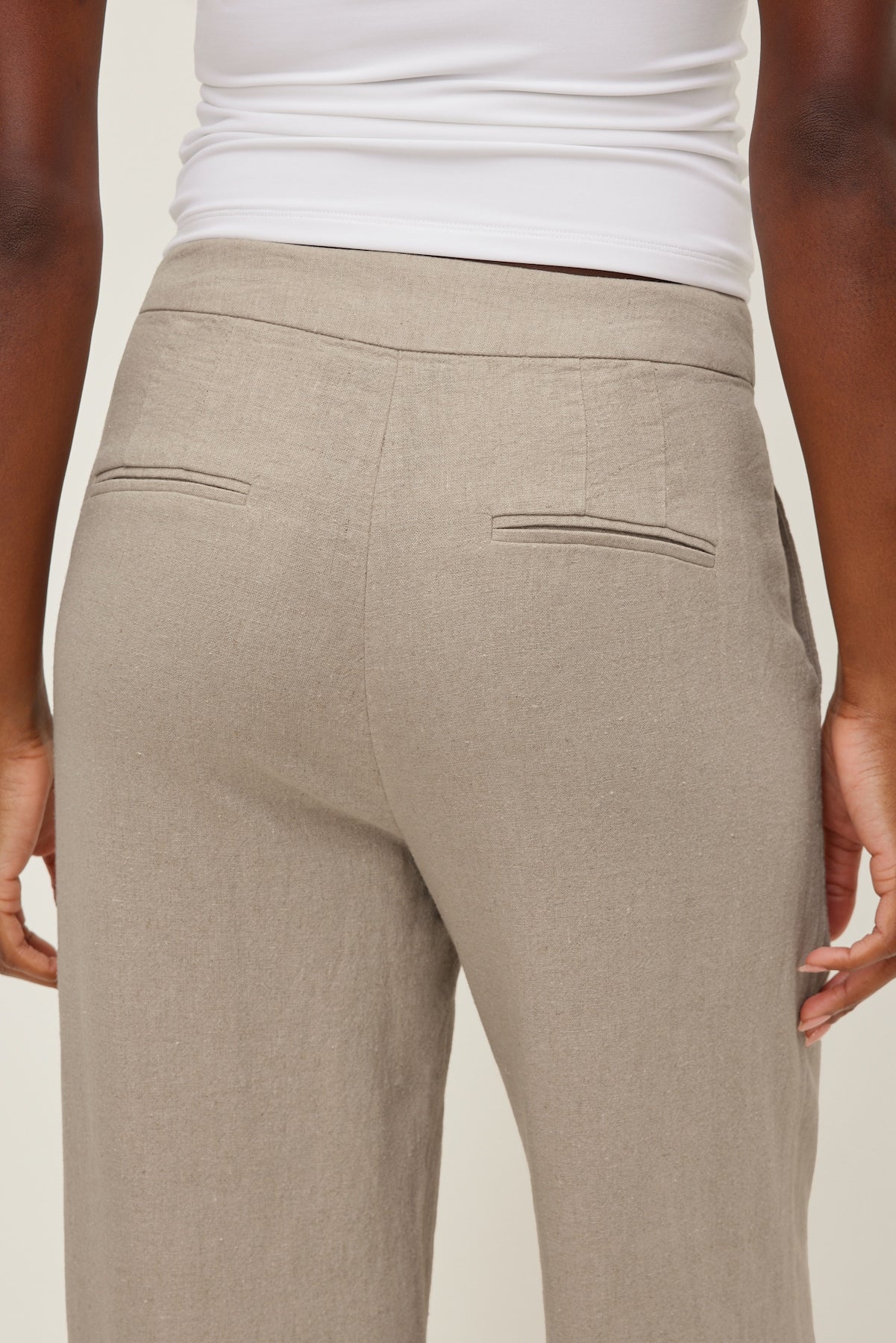 Yasmin Linen Straight Leg Pants Beige - Dynamite