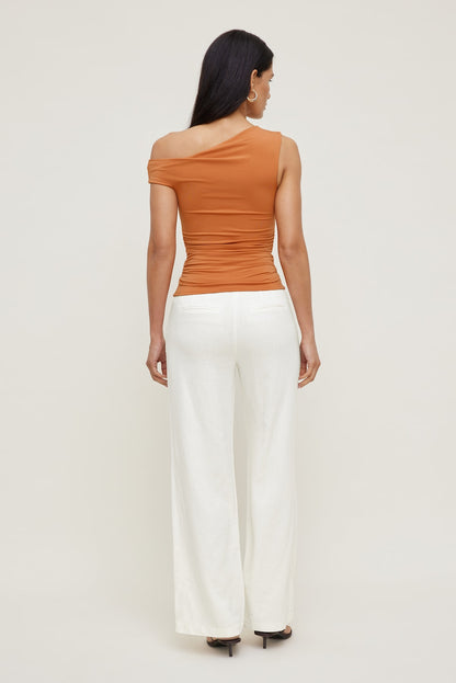 Yasmin Linen Straight Leg Pants White - Dynamite