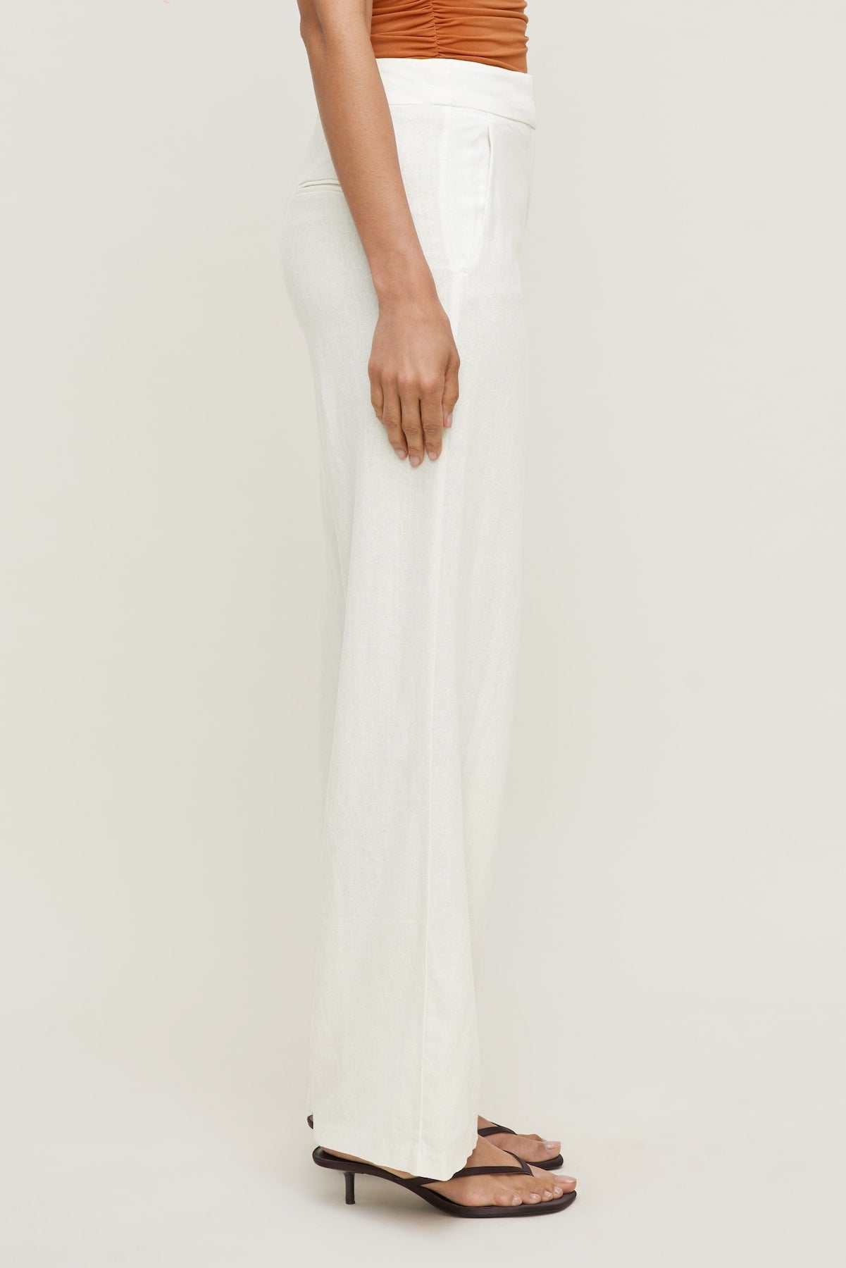 Yasmin Linen Straight Leg Pants White - Dynamite
