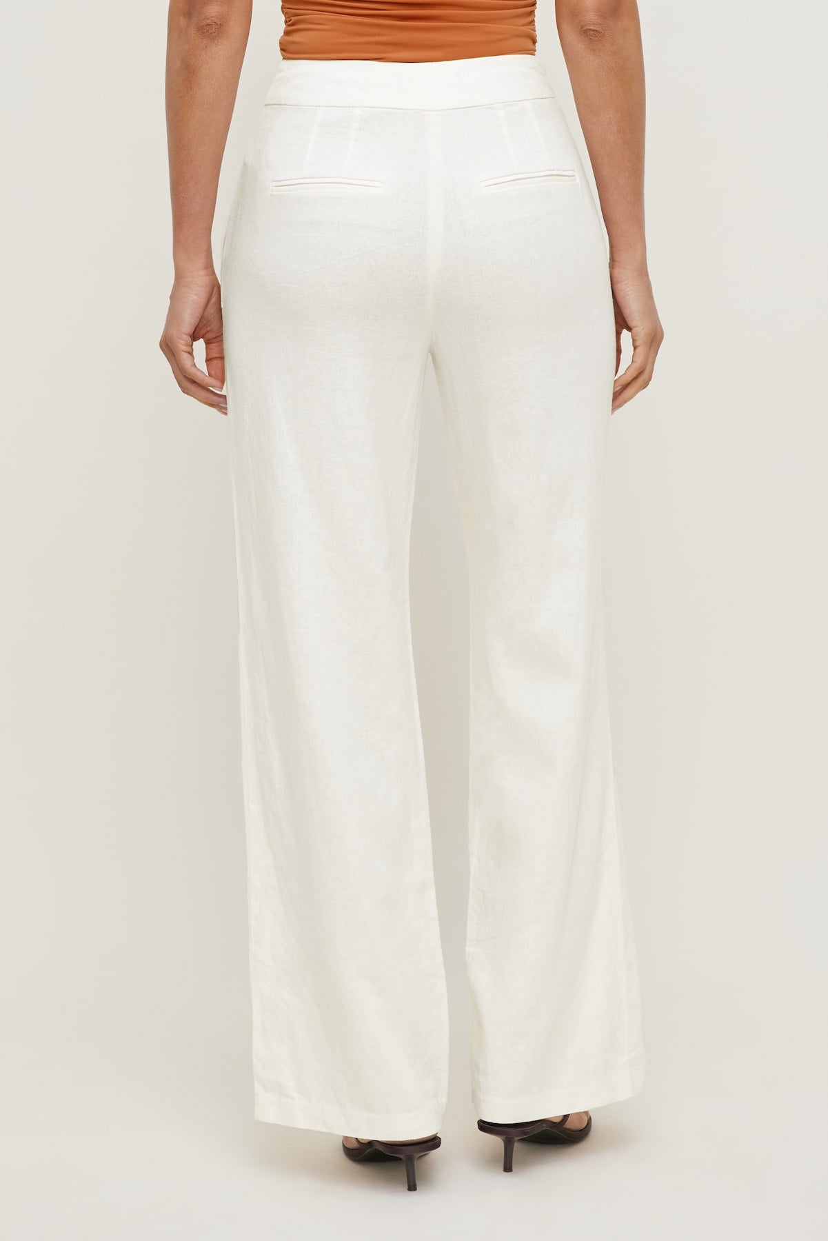 Yasmin Linen Straight Leg Pants White - Dynamite