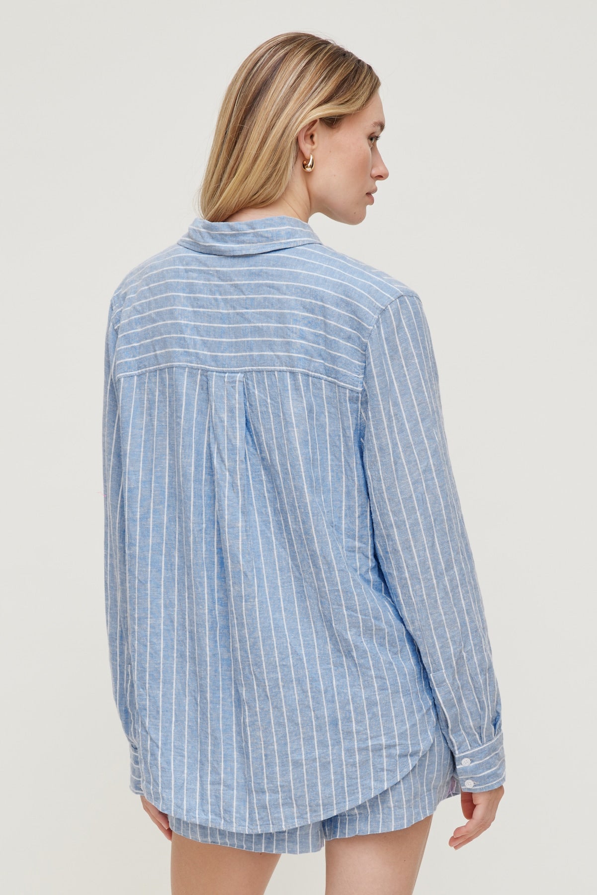 Oversized Linen Shirt Blue - Dynamite