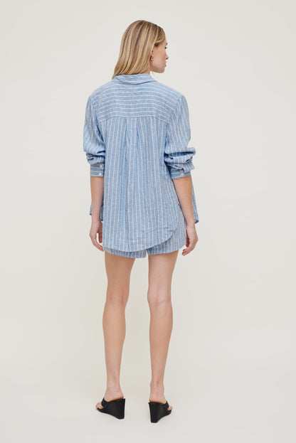 Oversized Linen Shirt Blue - Dynamite
