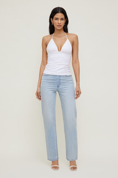 Poplin Halter Top White - Dynamite