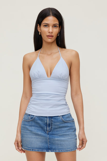 Poplin Halter Top Blue - Dynamite