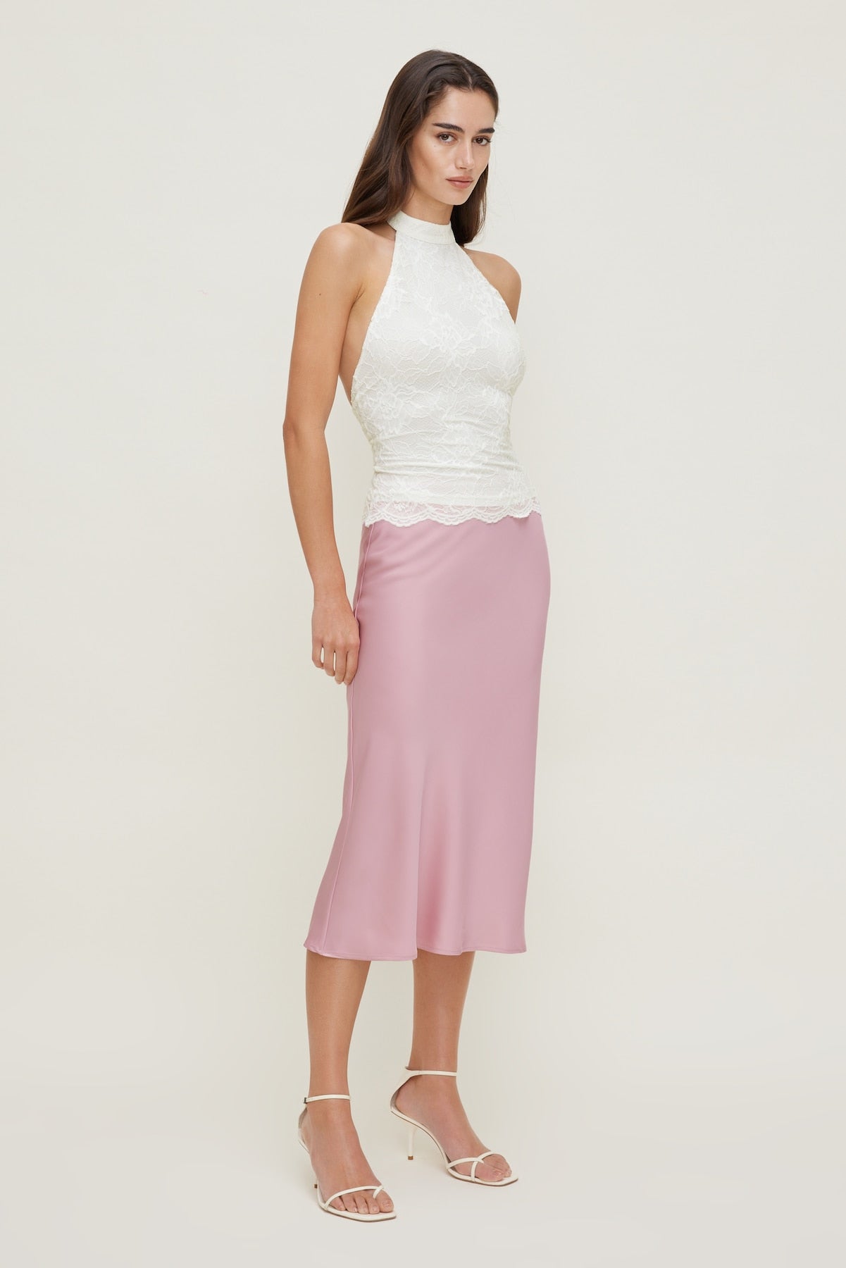 Lace Halter Top White - Dynamite
