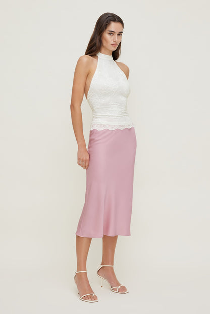 Lace Halter Top White - Dynamite