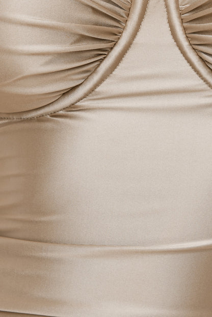 Monet Stretch Satin Top Beige - Dynamite