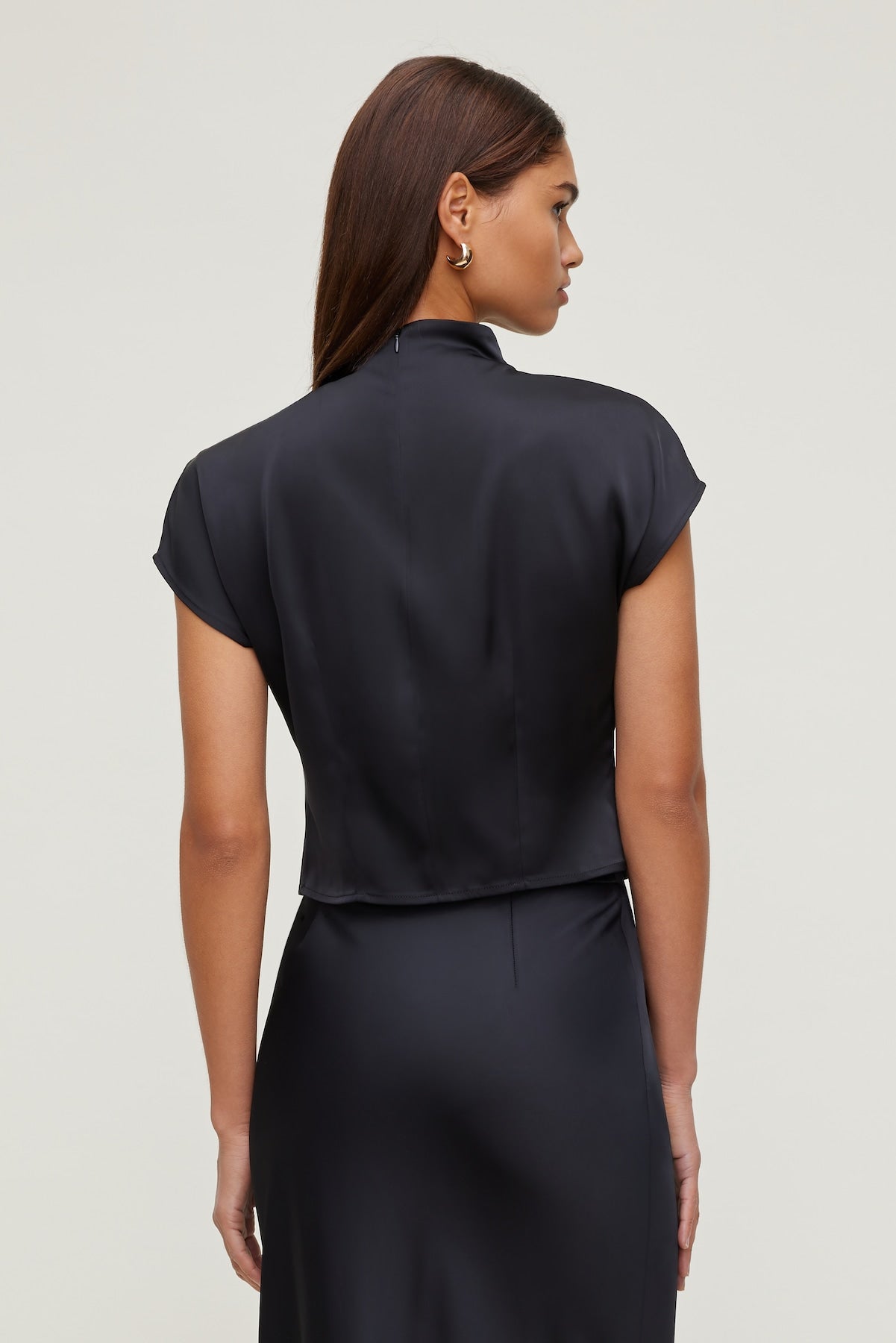 Ella Layered Satin Blouse Black - Dynamite