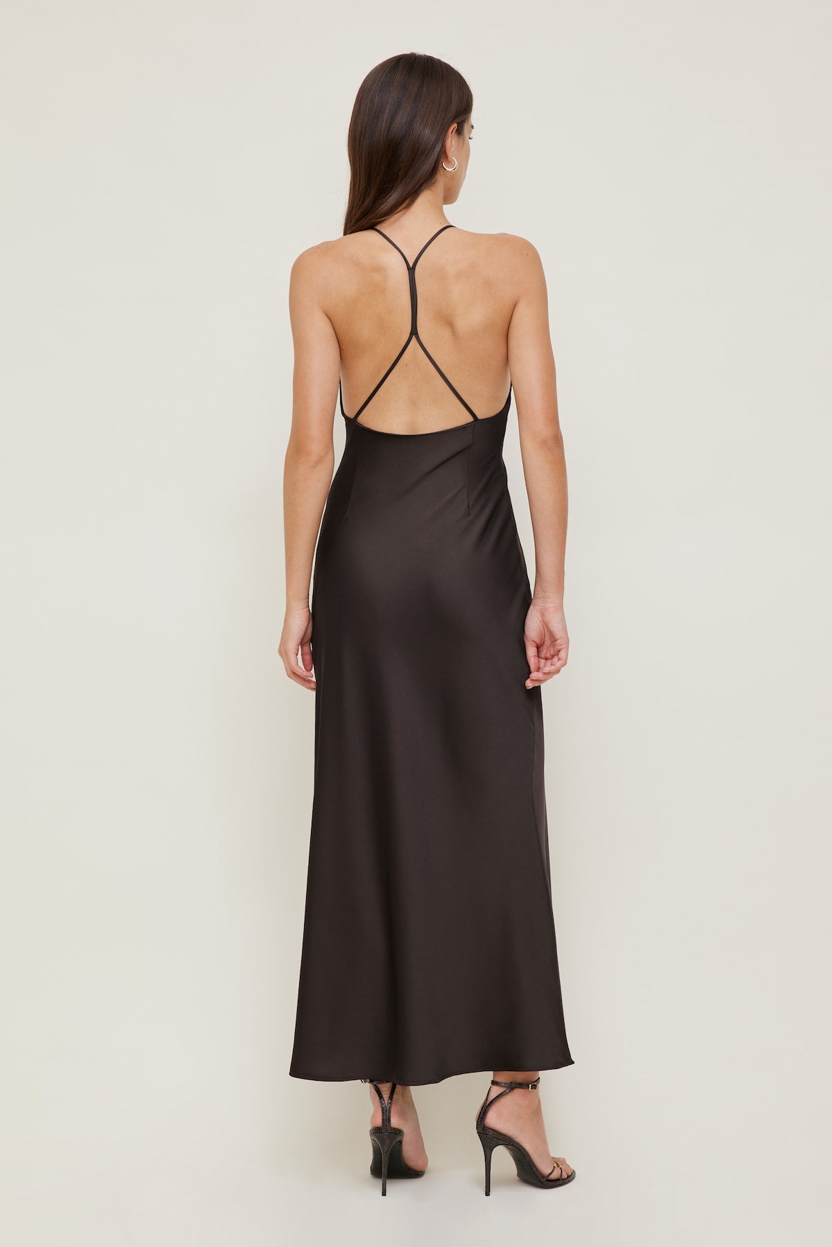 Livia Satin Midi Dress Brown - Dynamite