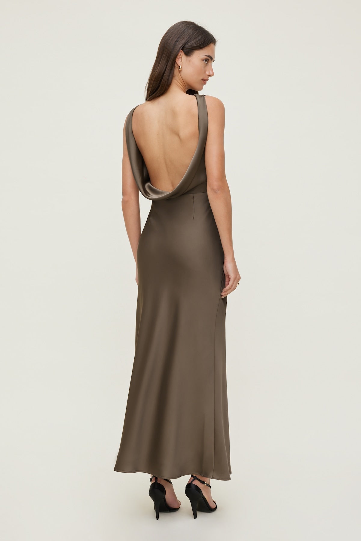 Nora Satin Maxi Slip Dress Brown - Dynamite