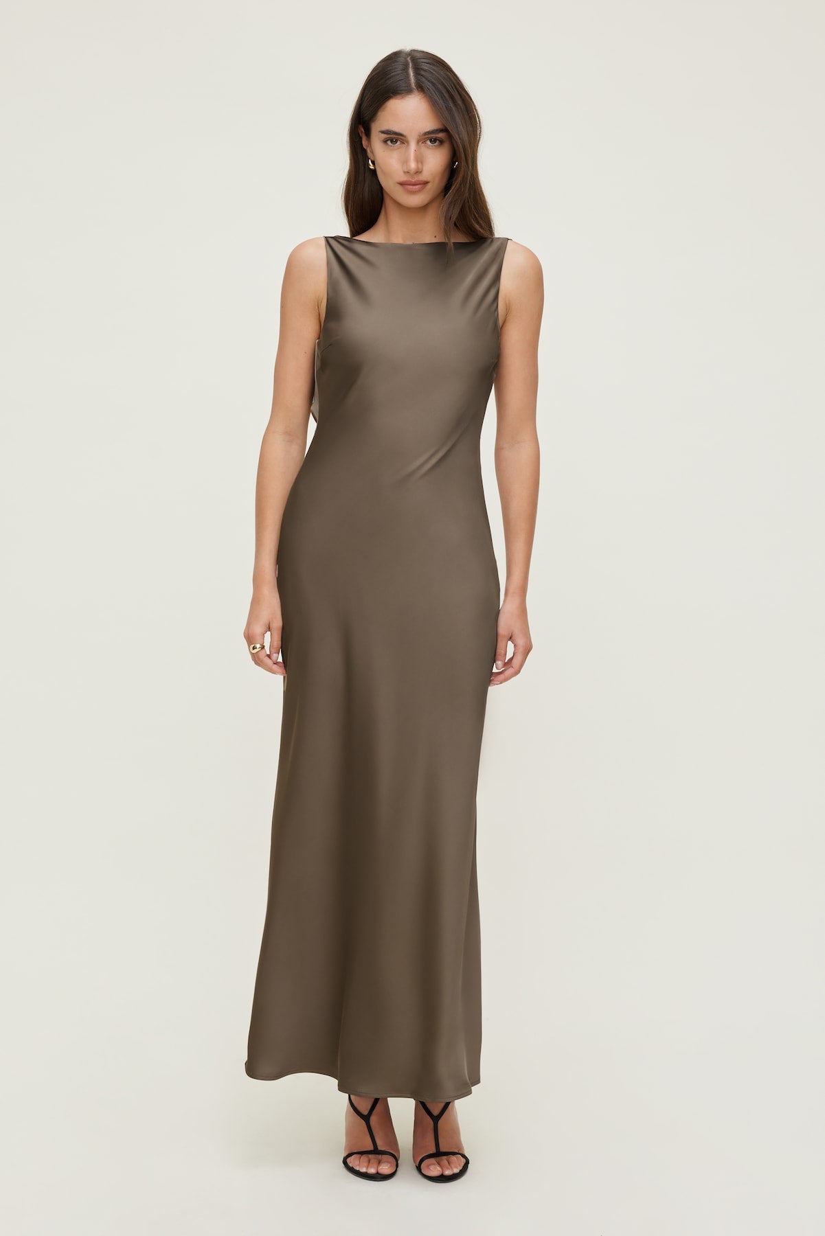Nora Satin Maxi Slip Dress Brown - Dynamite
