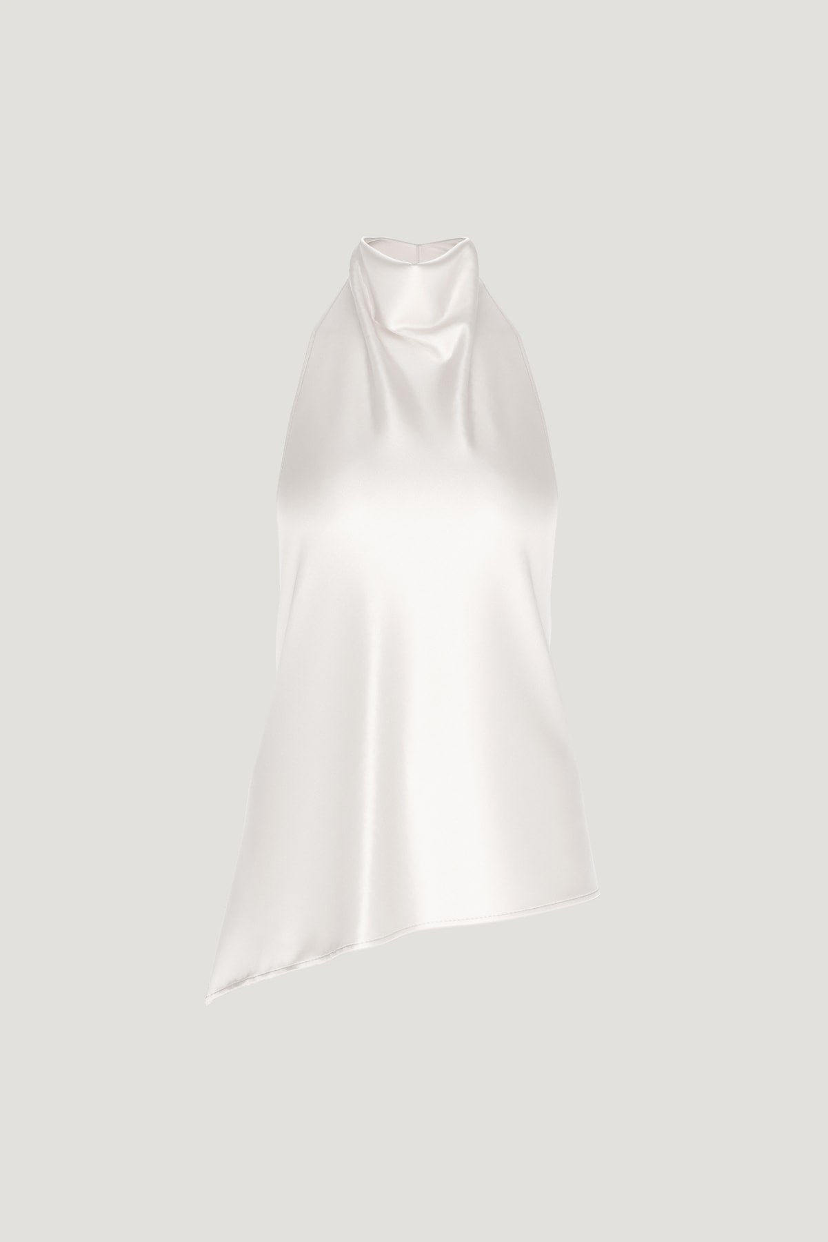 Asymmetric Satin Halter Blouse Beige - Dynamite
