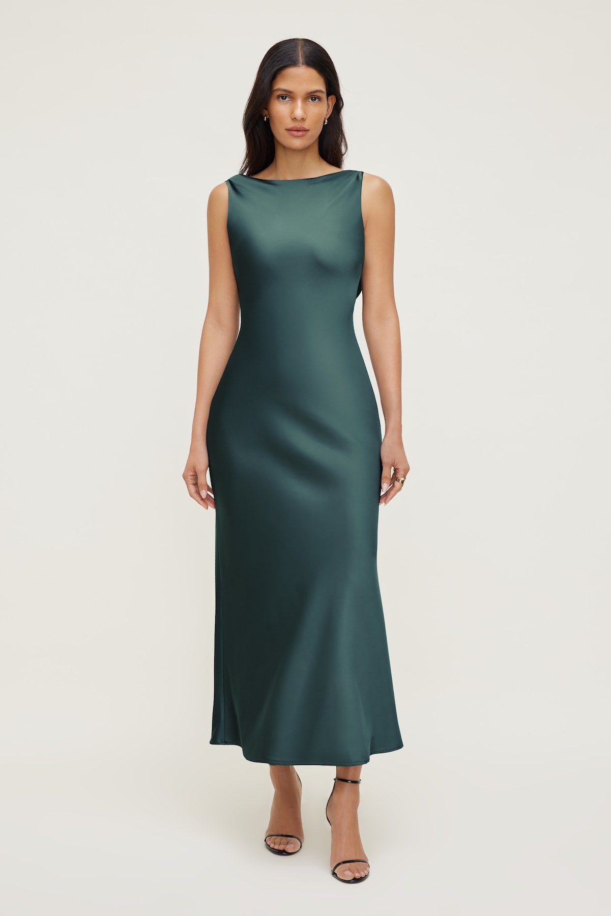 Nora Satin Maxi Slip Dress Green - Dynamite