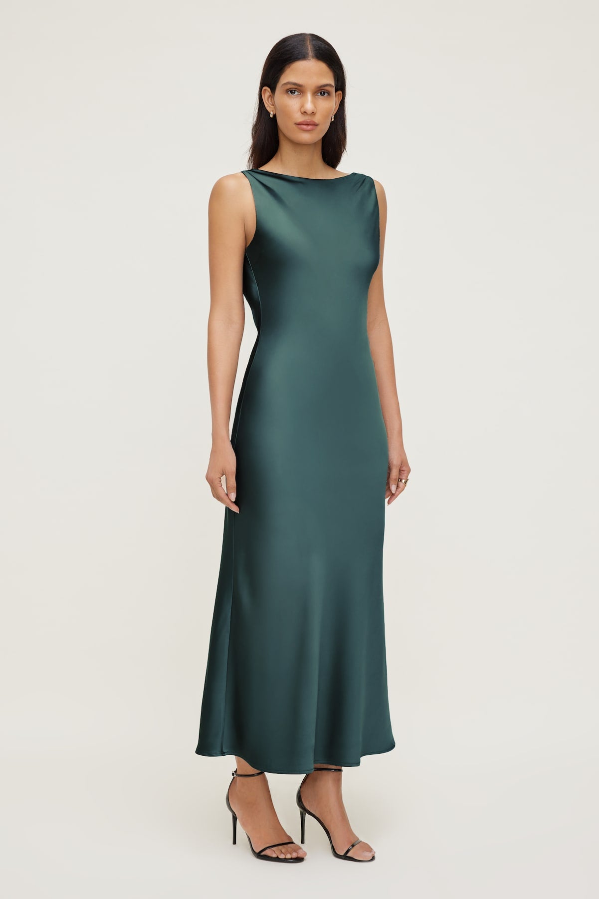 Nora Satin Maxi Slip Dress Green - Dynamite