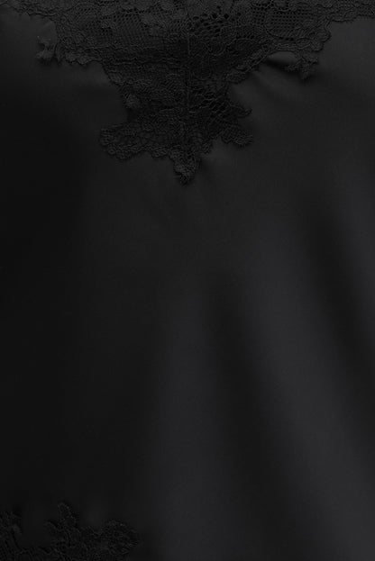 Cassie Asymmetric Lace Satin Cami Black - Dynamite