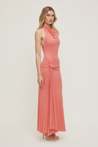 Scarlet Draped Mesh Maxi Dress Pink - Dynamite