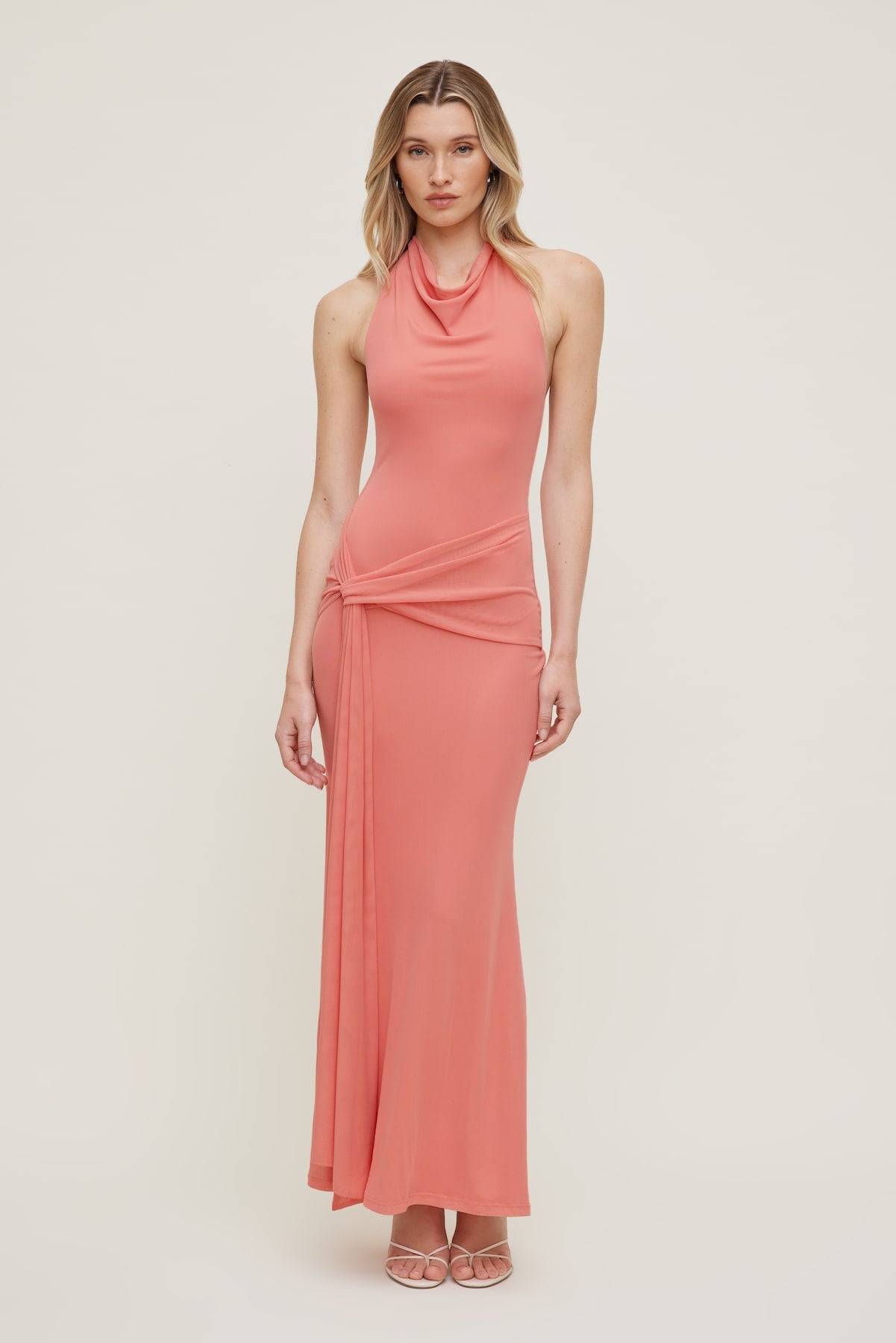 Scarlet Draped Mesh Maxi Dress Pink - Dynamite